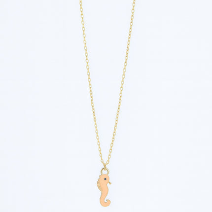 Stainless Steel Cream Enamel Seahorse Necklace for Women