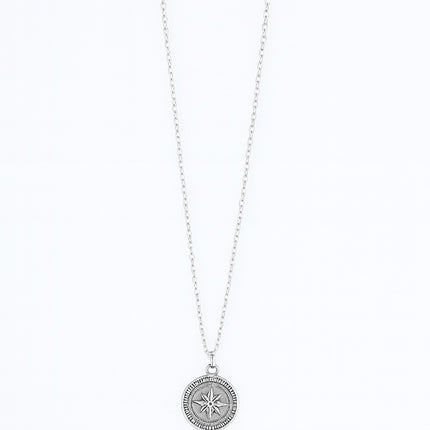 Stainless Steel Silver Compass Necklace for Women