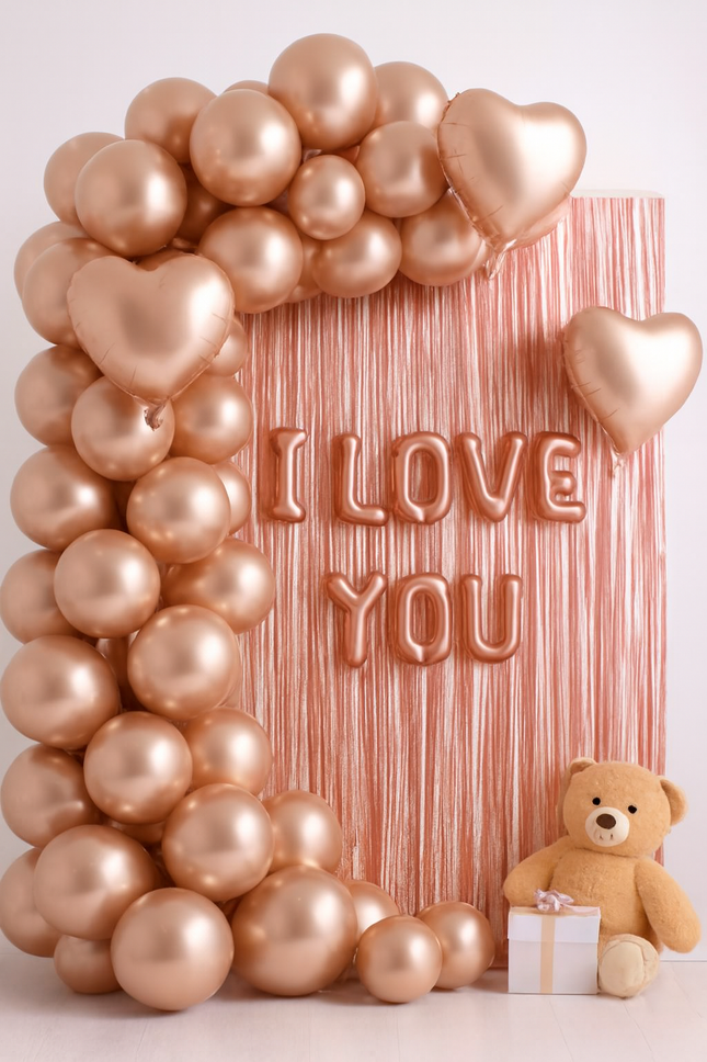 Rose Gold I Love You Balloon Decoration Set