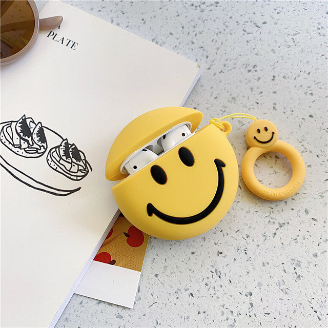 Cute Smile Face bluetooth headset case For Airpods case Silicone soft