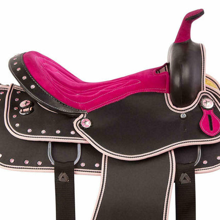 Purple Synthetic Western Barrel Racing Horse Saddle With Tack