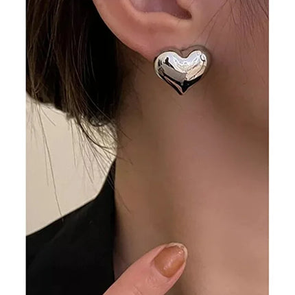 Silver Heart Earrings for Women Elegant Minimal Daily Jewelry