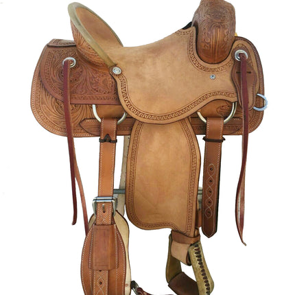 Western Brown Rough Out Leather Roper Ranch Saddle Size 13" to 18"