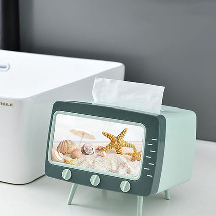 TV Tissue Box Household Tissue Storage Box Mobile Phone Stand Holder