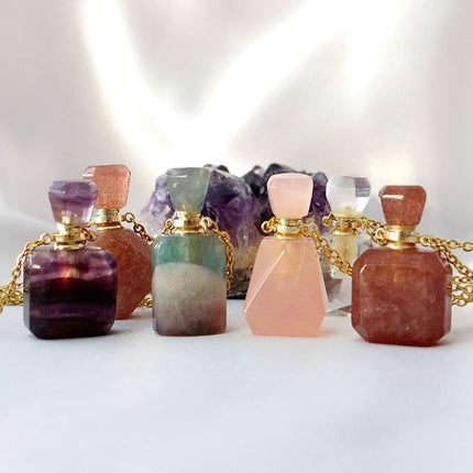 Healing Stones Bottle Pendant Necklace Aromatic Therapy Necklace
