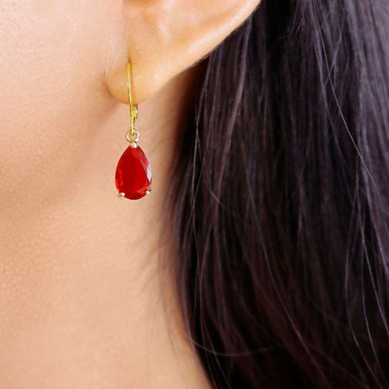 18K Rainbow Teardrop Hoop Earrings