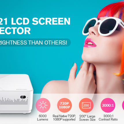 LCD Video Projector with Carrying Case Mini Movie Projector with HDMI