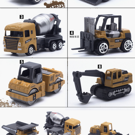 6pcs Alloy Vehicle Car Toys For Boys Kids Birthday Gifts