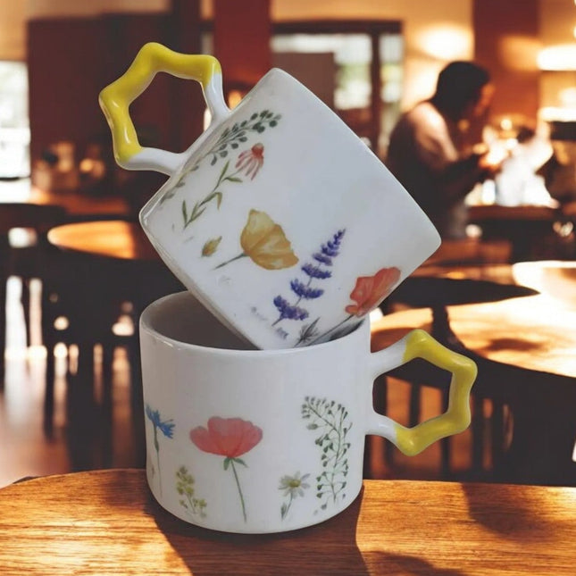 Ceramic Mugs with Floral Designs for Garden Lovers and Spring Decor