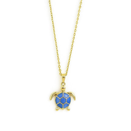 Stainless Steel Blue Sea Turtle Necklace for Women