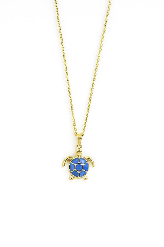 Stainless Steel Blue Sea Turtle Necklace for Women