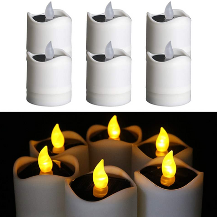6PCS Waterproof Smokeless Solar Candles Lights Flame Light