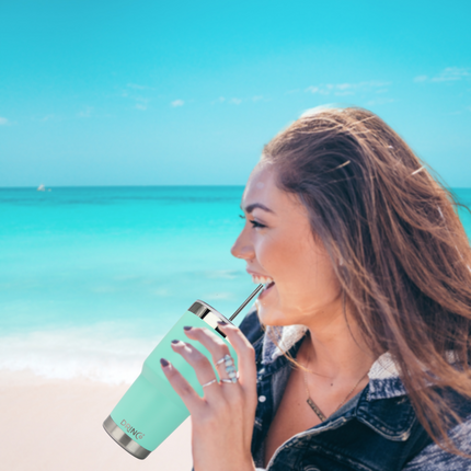 DRINCO® 30oz Insulated Tumbler Spill Proof Lid w/2 Straws (Teal)