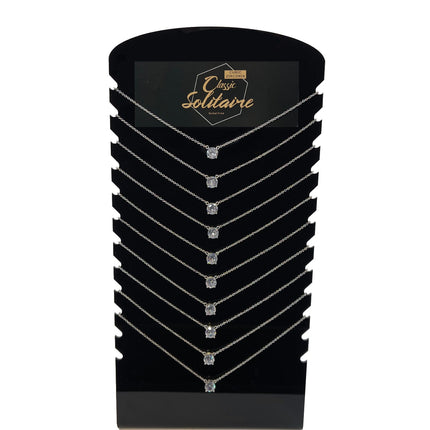 Classic Solitaire Necklaces. Silver or Gold. 10 necklaces per display.
