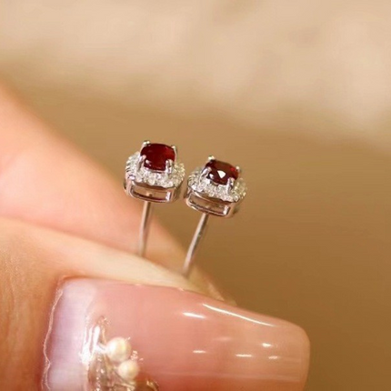 ❤️‍🔥 HF™ – Pigeon Ruby Studs | 18K Royal Edition