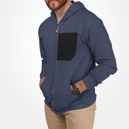 Mens Faux Black Pocket Heavy Blend Zip Up Hoodie