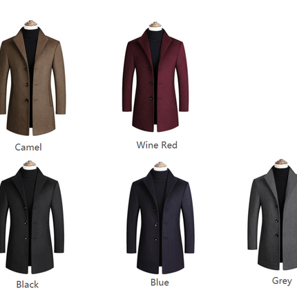 High Quality Men Coats Autumn Winter Solid Color Men's Wool Jacket