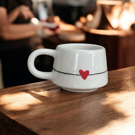 Handmade Ceramic Heart Mug for Valentine’s Day Gift