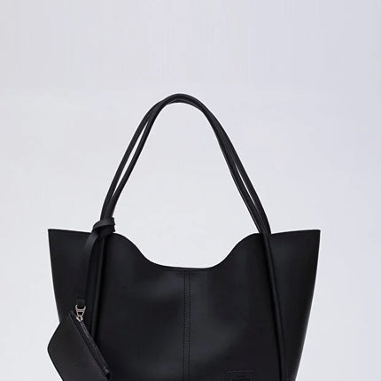 Black SHK108 faux leather women hand shoulder bag with wallet makeup
