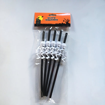 5 Pcs Phantom Straws Halloween Skull Straw