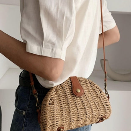 Casual Mini Oval Straw Crossbody Bag
