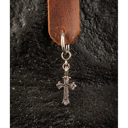 Men Stainless Steel Cross Dangle Hoop Earring Durable Modern Design