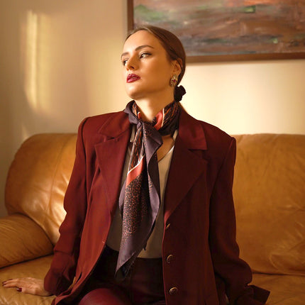 Animal Print - Brown-Brick - 100% Silk Scarf