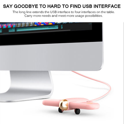 4 Ports USB 2.0 HUB Aircraft Shape Splitter Pink
