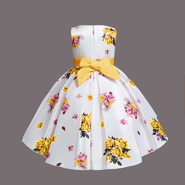 Girl's Satin Floral Printed Frock 6-7-YEAR