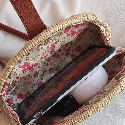Casual Mini Oval Straw Crossbody Bag