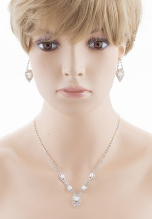 Bridal Wedding Crystal Rhinestone Pearl Fashion Jewelry Set