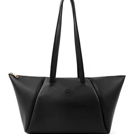 Black Faux Leather Compartment Zipper Hand Shoulder Crossbody Bag