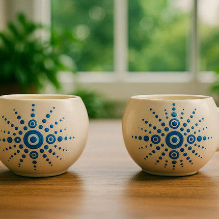 Set of 2 Handmade Ceramic Mugs for Turkish Coffee and Espresso