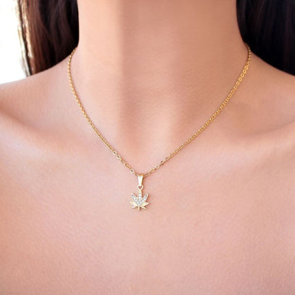 24 Karats Dainty Cannabis Leaf Necklace