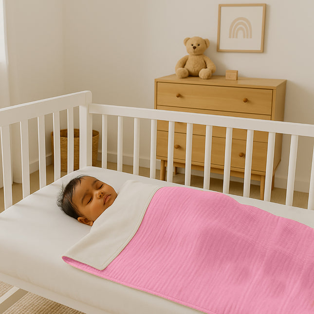 Organic Cotton Fleece Blanket -  Pink