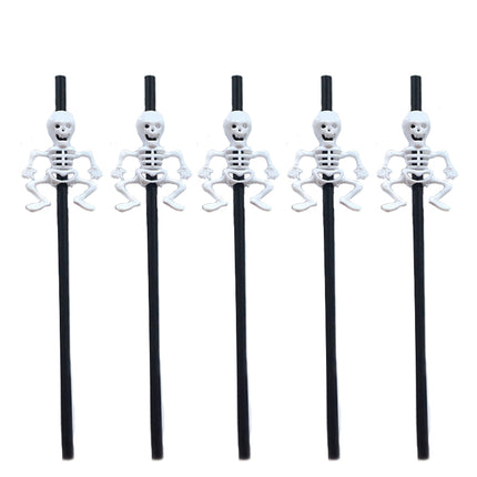 5 Pcs Phantom Straws Halloween Skull Straw