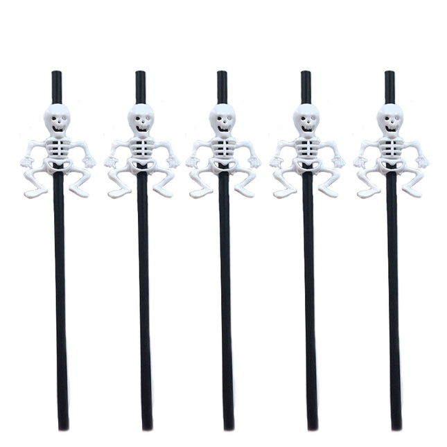 5 Pcs Phantom Straws Halloween Skull Straw