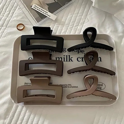 6 Piece Women Hair Tie Set Black and Brown Tones Soft Daily Use