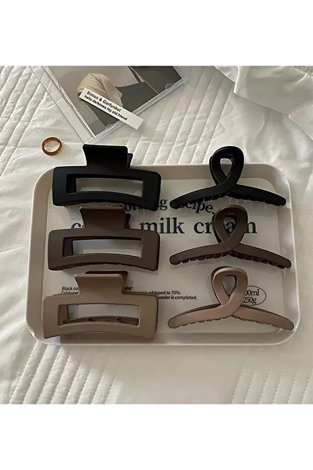 6 Piece Women Hair Tie Set Black and Brown Tones Soft Daily Use