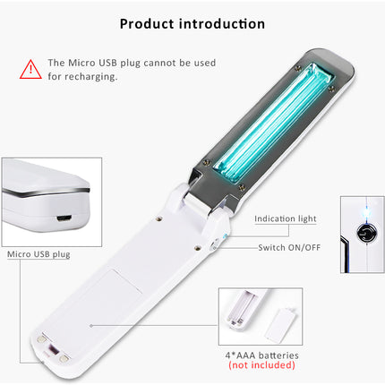 Portable UV disinfection stick folding handheld sterilizing lamp