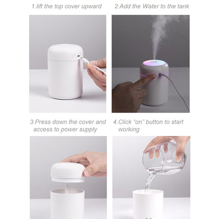 Portable Air Humidifier Mist Sprayer with Colorful Night Light