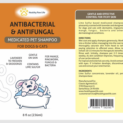 Lime Sulfur Pet Shampoo Pet Care and Veterinary Solution Safe for Pet