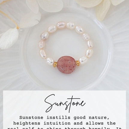 Elastic Rings with Natural Crystals & Freshwater Pearls