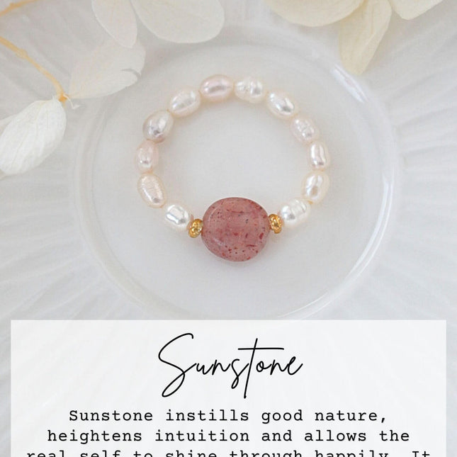 Elastic Rings with Natural Crystals & Freshwater Pearls