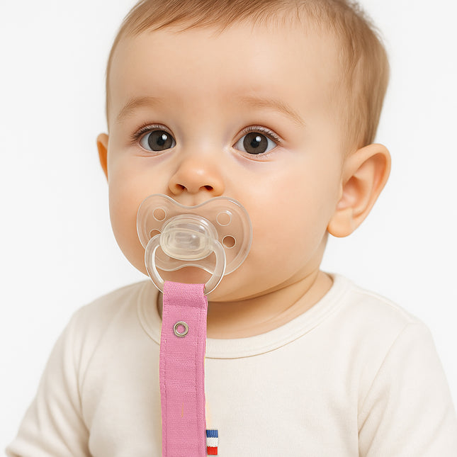 Organic Cotton Pacifier Clip - Pink