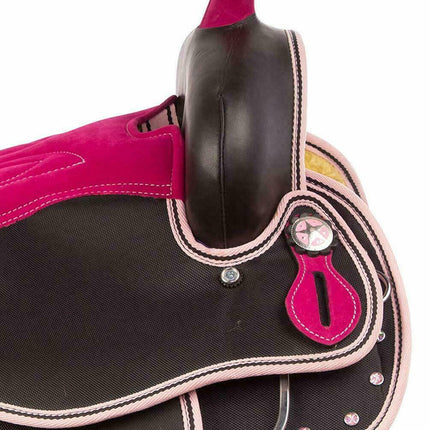 Purple Synthetic Western Barrel Racing Horse Saddle With Tack