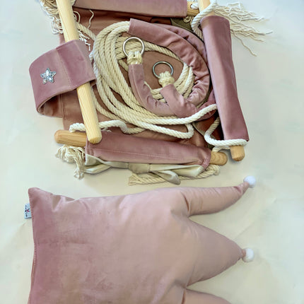 Swing with crown shaped cushion, dusty pink