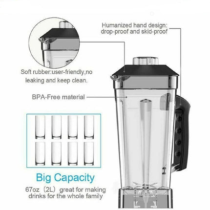2L Countertop Blender 2000W Fruit Smoothie Blender