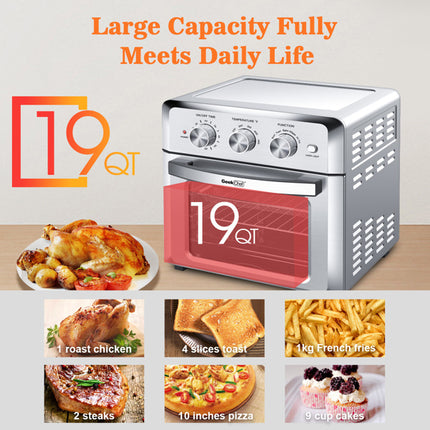 Stainless steel 1500W Air fryer toaster oven with 4 blades