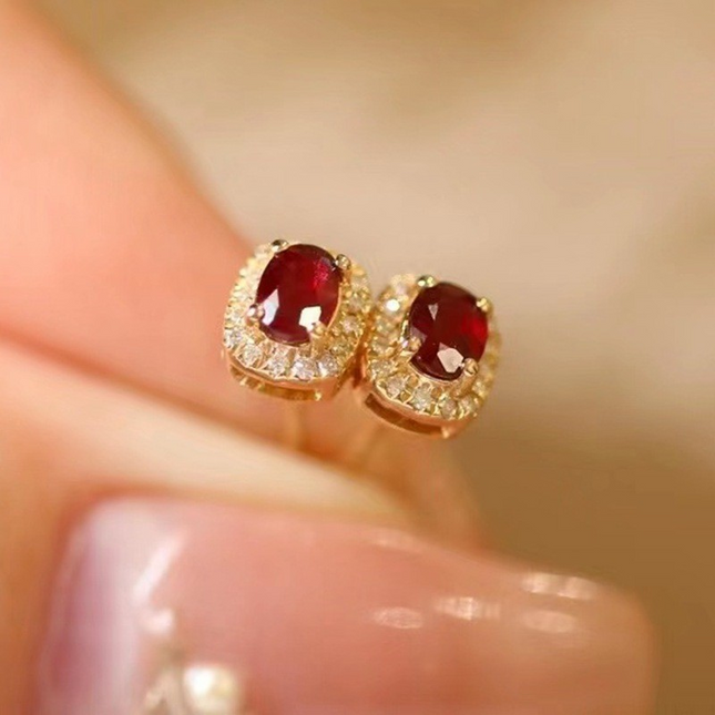 ❤️‍🔥 HF™ – Pigeon Ruby Studs | 18K Royal Edition
